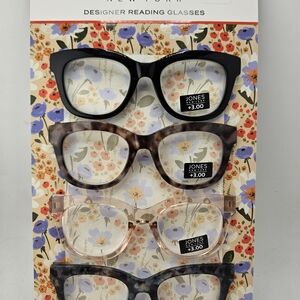 Jones New York Designer Reading Glasses +3.00 Set Of 4 New